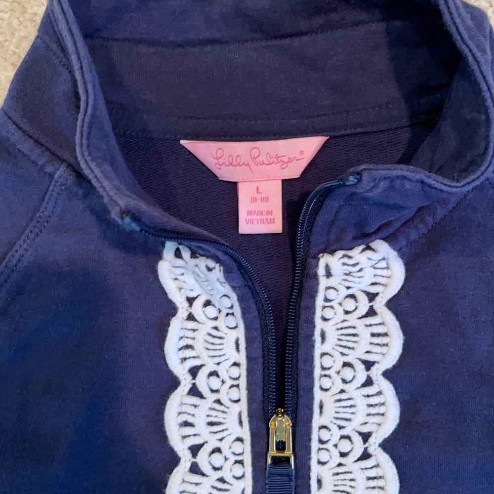 Girls blue and white lace trim pull up top